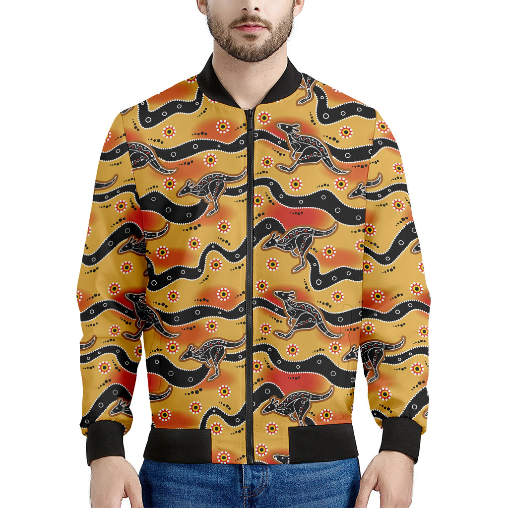 Aboriginal Kangaroo Pattern Print Men's Bomber Jacket