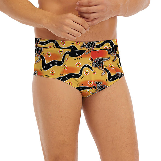 Aboriginal Kangaroo Pattern Print Men's Briefs