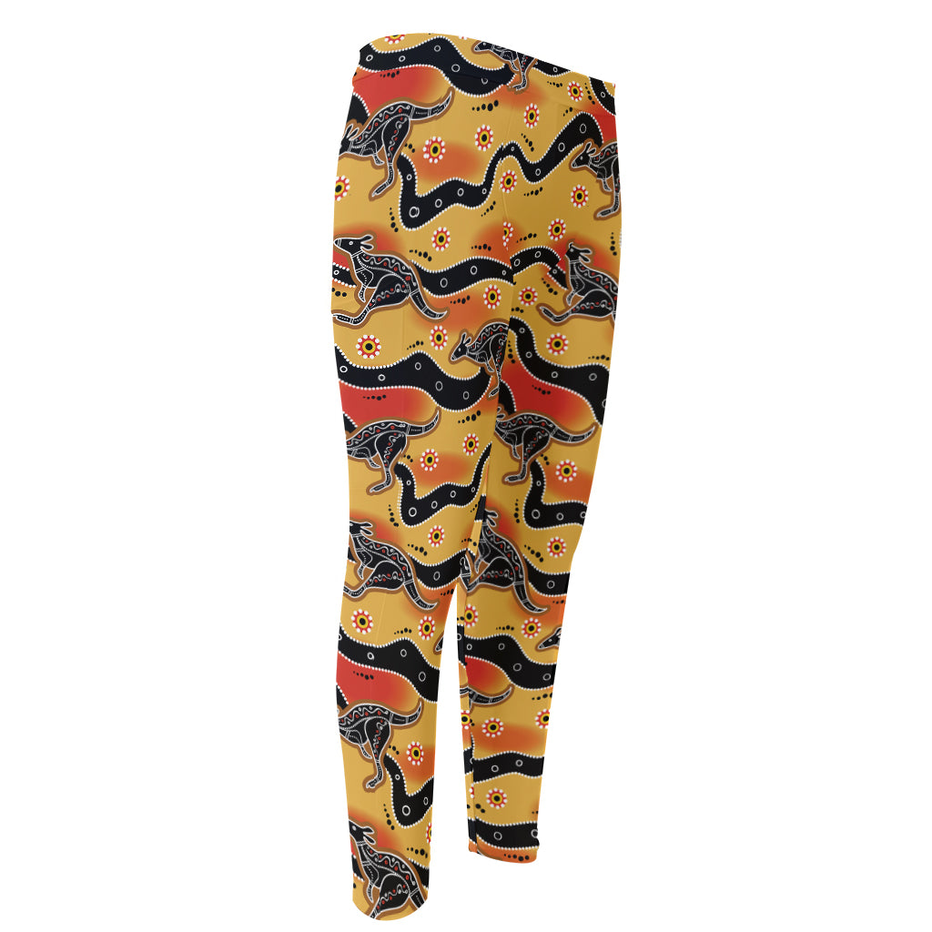 Aboriginal Kangaroo Pattern Print Men's Compression Pants