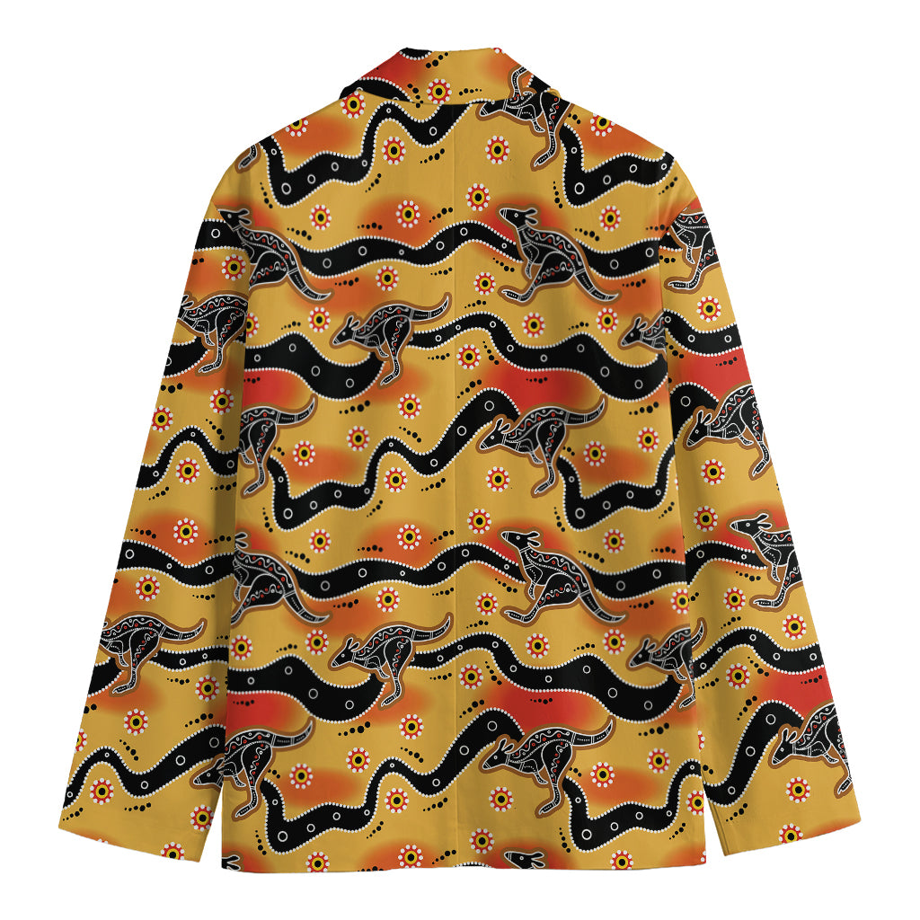 Aboriginal Kangaroo Pattern Print Men's Cotton Blazer