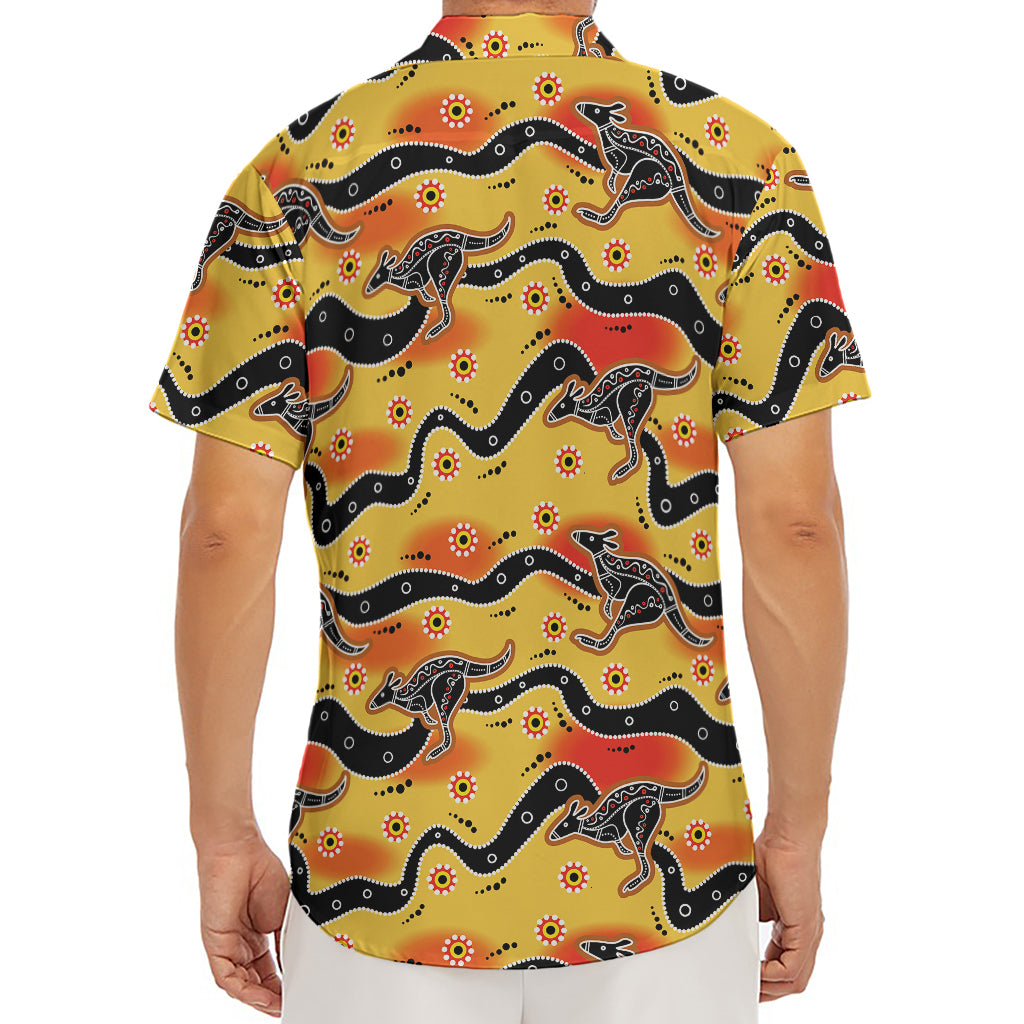 Aboriginal Kangaroo Pattern Print Men's Deep V-Neck Shirt