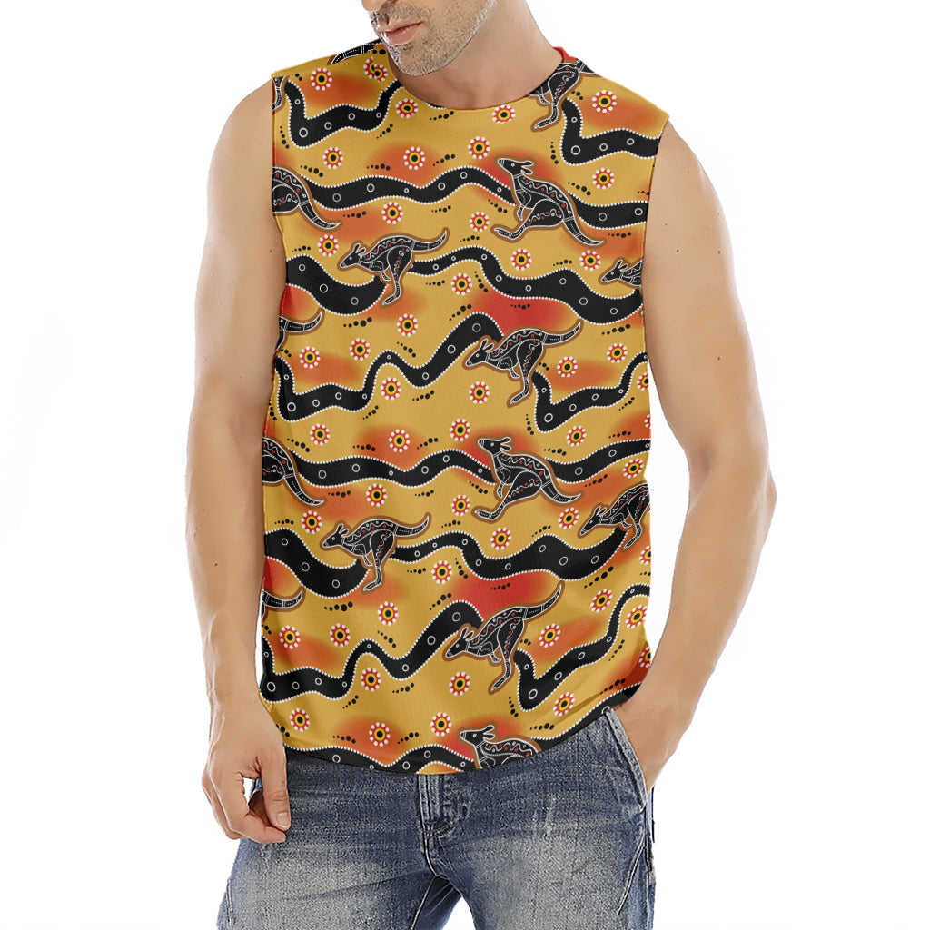 Aboriginal Kangaroo Pattern Print Men's Fitness Tank Top