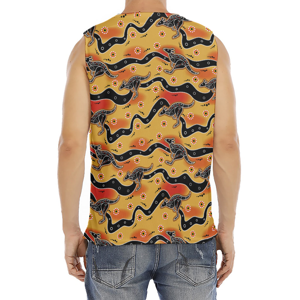 Aboriginal Kangaroo Pattern Print Men's Fitness Tank Top