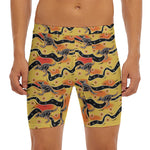 Aboriginal Kangaroo Pattern Print Men's Long Boxer Briefs