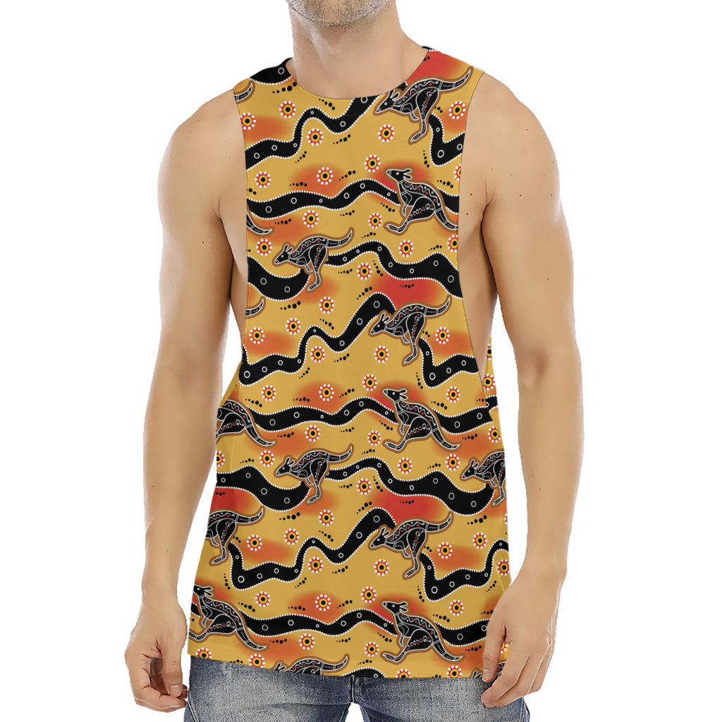 Aboriginal Kangaroo Pattern Print Men's Muscle Tank Top