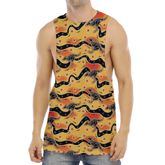 Aboriginal Kangaroo Pattern Print Men's Muscle Tank Top