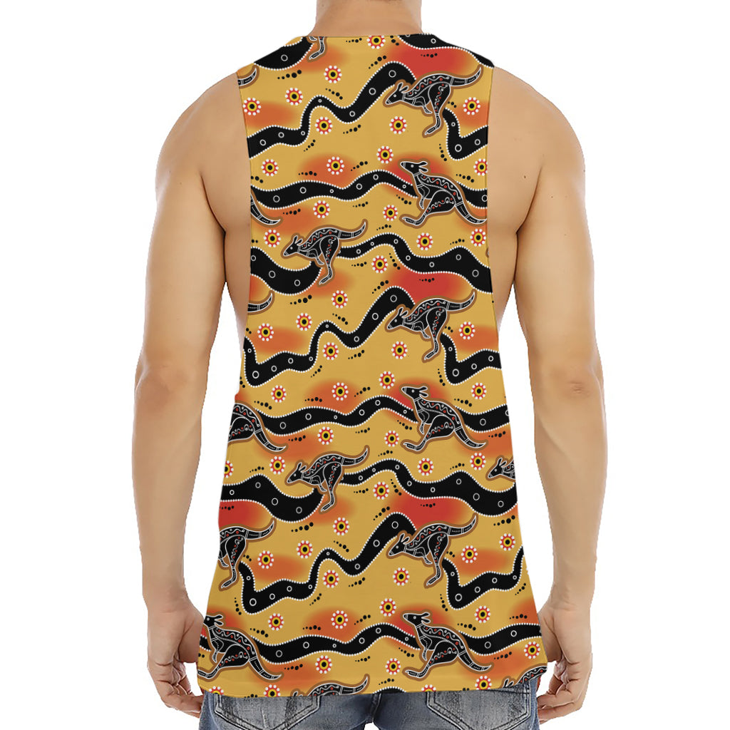 Aboriginal Kangaroo Pattern Print Men's Muscle Tank Top