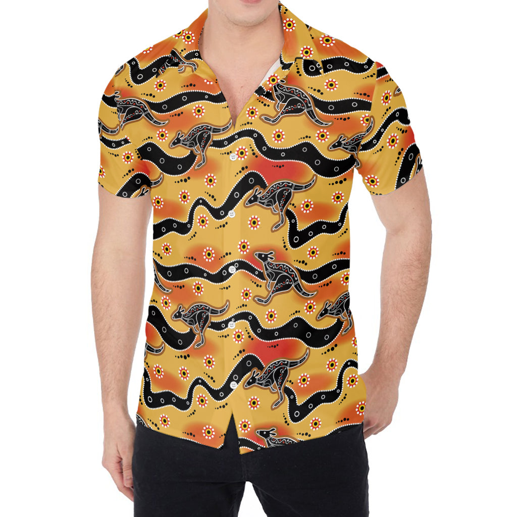 Aboriginal Kangaroo Pattern Print Men's Shirt