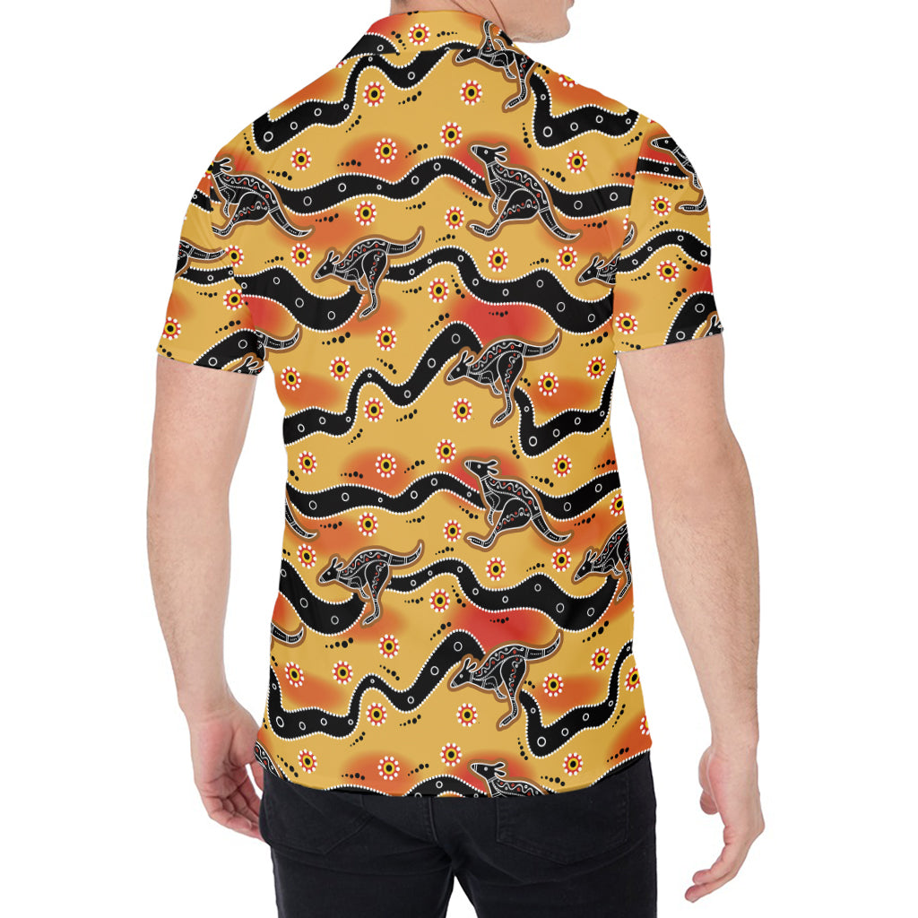Aboriginal Kangaroo Pattern Print Men's Shirt