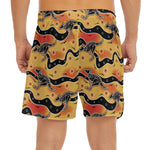 Aboriginal Kangaroo Pattern Print Men's Split Running Shorts