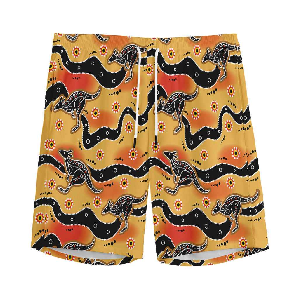 Aboriginal Kangaroo Pattern Print Men's Sports Shorts