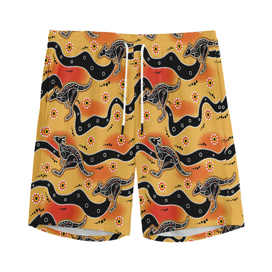 Aboriginal Kangaroo Pattern Print Men's Sports Shorts