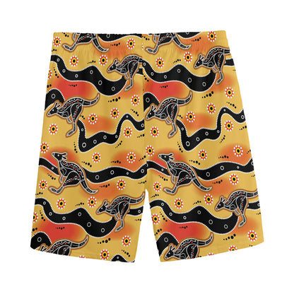 Aboriginal Kangaroo Pattern Print Men's Sports Shorts