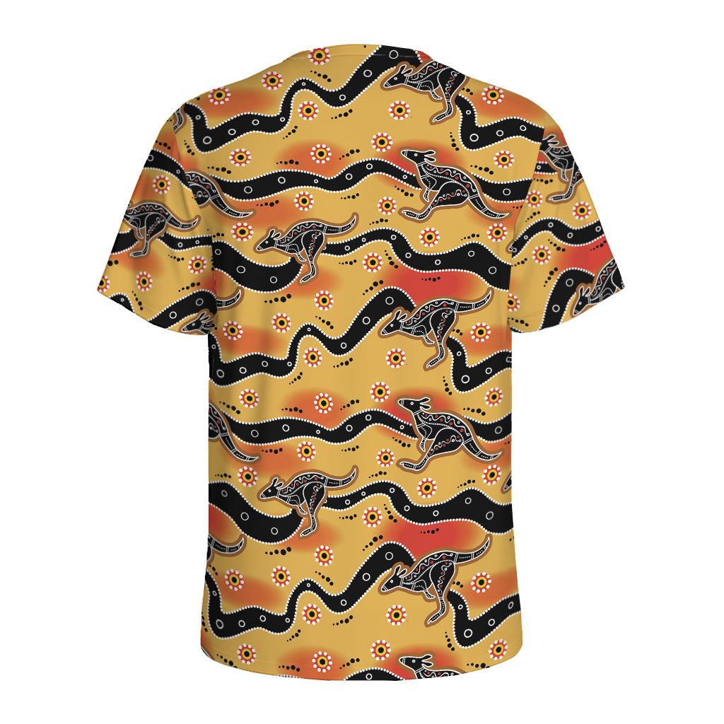 Aboriginal Kangaroo Pattern Print Men's Sports T-Shirt