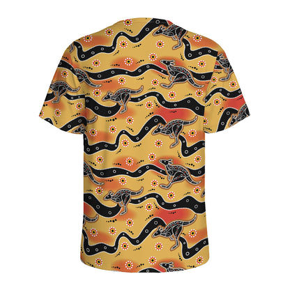 Aboriginal Kangaroo Pattern Print Men's Sports T-Shirt