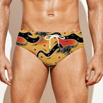 Aboriginal Kangaroo Pattern Print Men's Swim Briefs