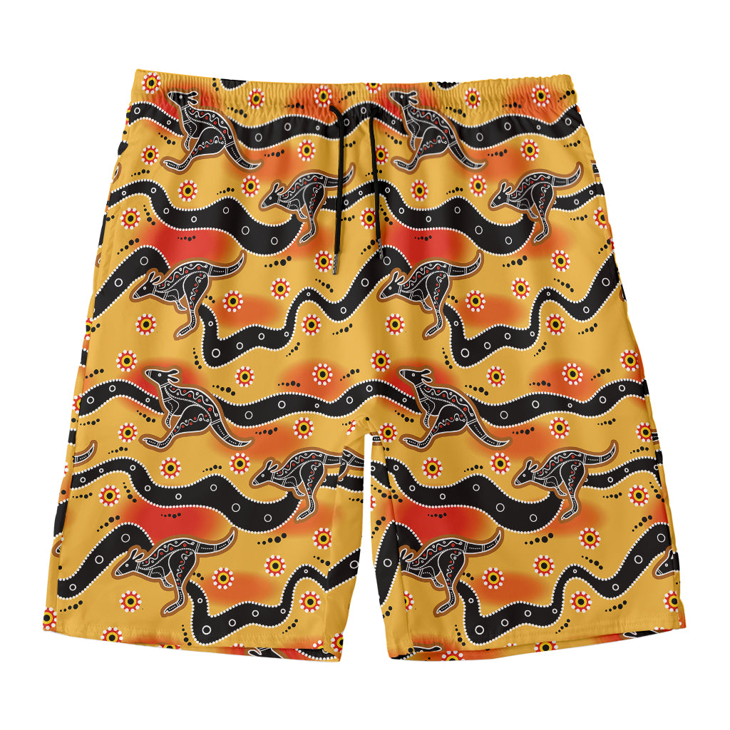 Aboriginal Kangaroo Pattern Print Men's Swim Trunks
