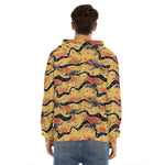 Aboriginal Kangaroo Pattern Print Men's Velvet Pullover Hoodie