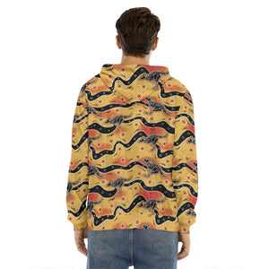 Aboriginal Kangaroo Pattern Print Men's Velvet Pullover Hoodie