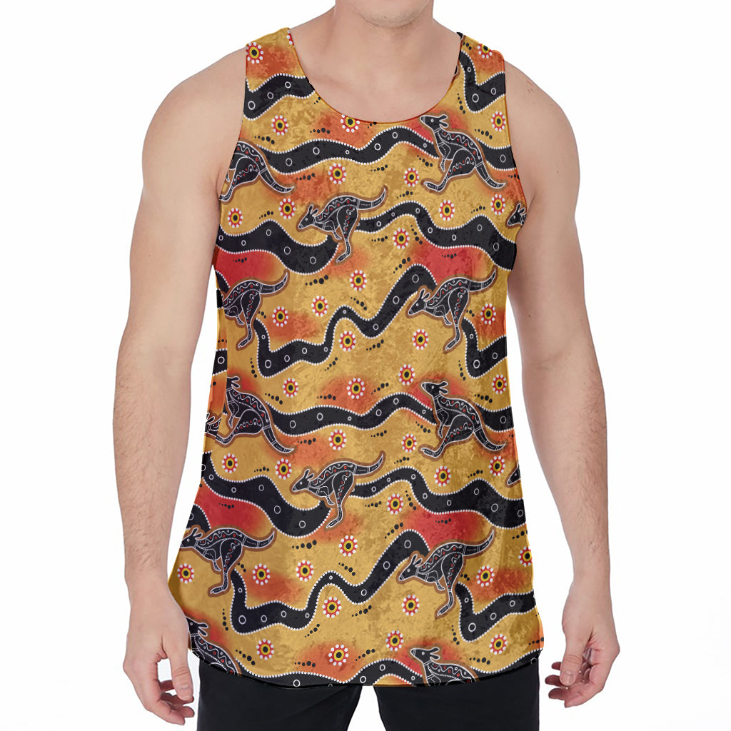 Aboriginal Kangaroo Pattern Print Men's Velvet Tank Top