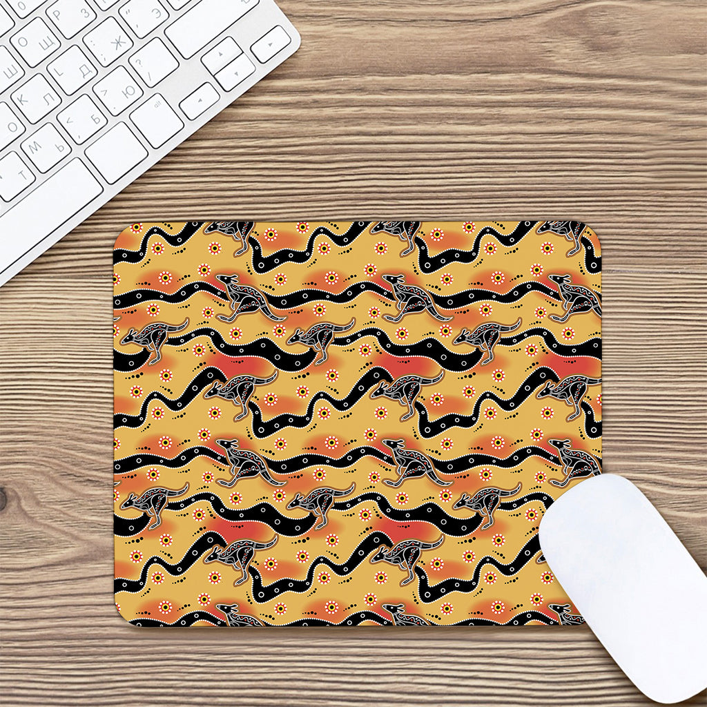 Aboriginal Kangaroo Pattern Print Mouse Pad