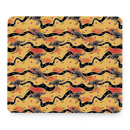Aboriginal Kangaroo Pattern Print Mouse Pad
