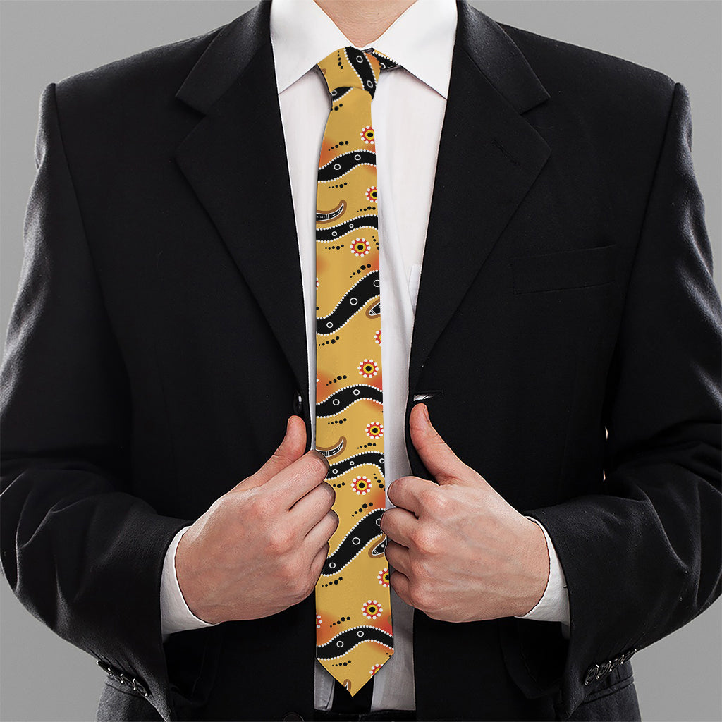 Aboriginal Kangaroo Pattern Print Necktie