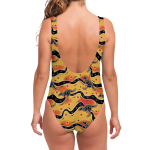 Aboriginal Kangaroo Pattern Print One Piece Swimsuit