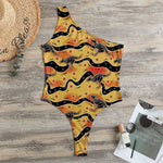 Aboriginal Kangaroo Pattern Print One Shoulder Bodysuit