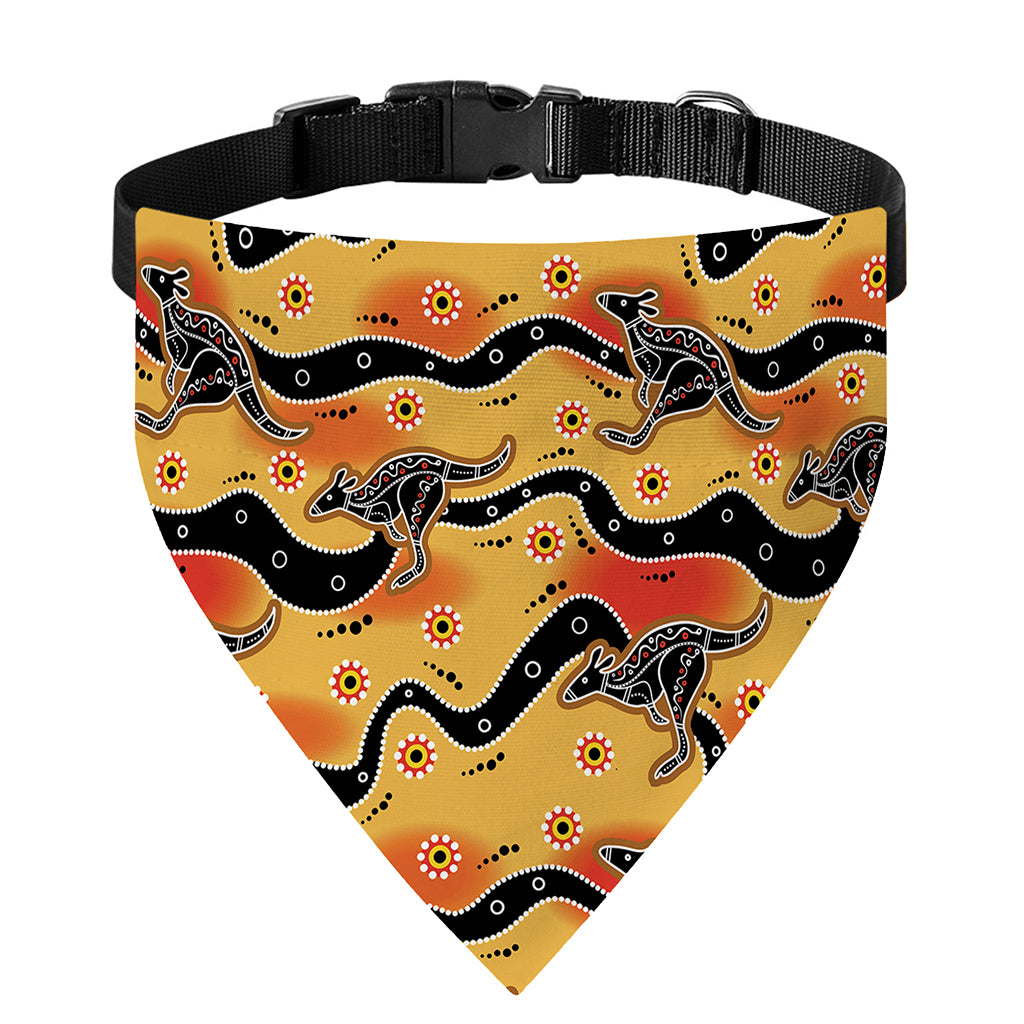 Aboriginal Kangaroo Pattern Print Over The Collar Dog Bandana