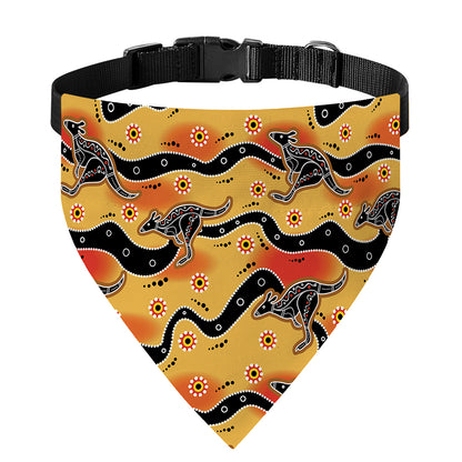 Aboriginal Kangaroo Pattern Print Over The Collar Dog Bandana