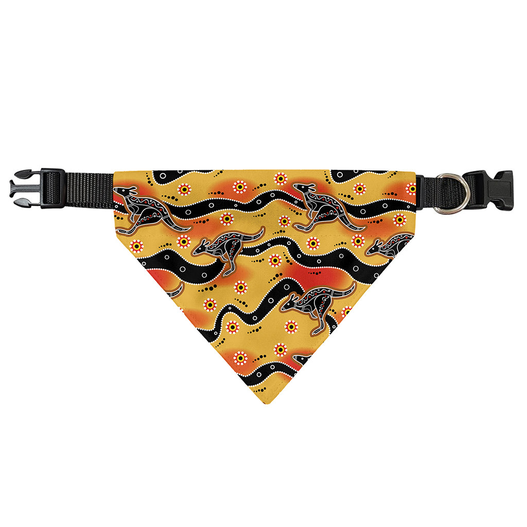 Aboriginal Kangaroo Pattern Print Over The Collar Dog Bandana