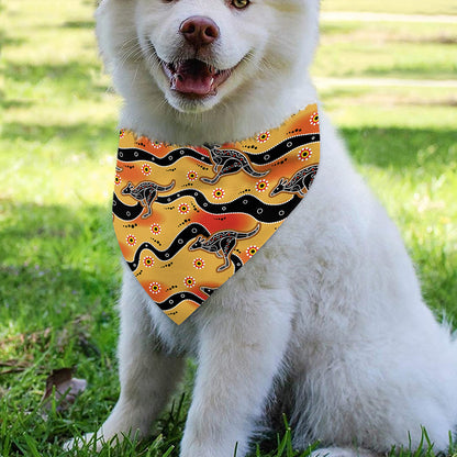 Aboriginal Kangaroo Pattern Print Over The Collar Dog Bandana