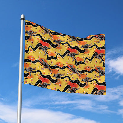 Aboriginal Kangaroo Pattern Print Polyester Flag