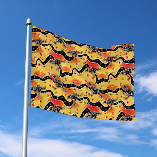 Aboriginal Kangaroo Pattern Print Polyester Flag