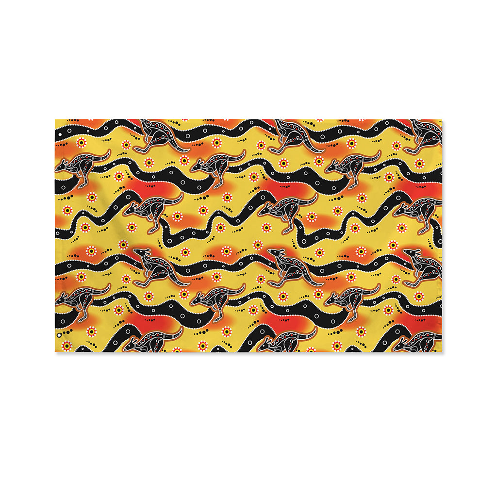 Aboriginal Kangaroo Pattern Print Polyester Flag