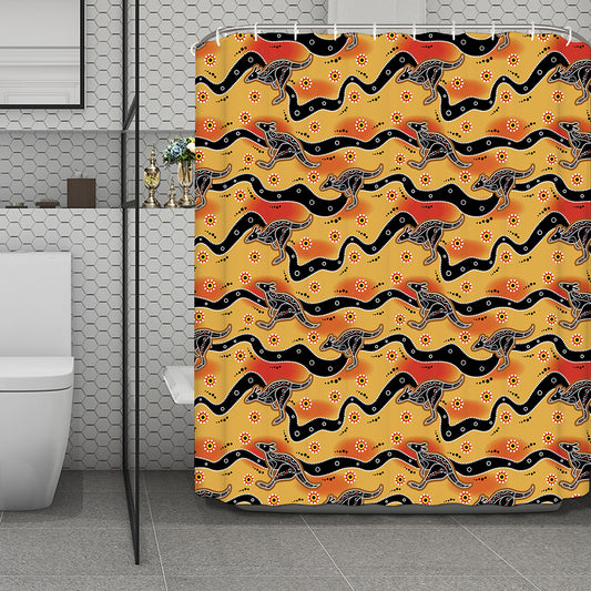 Aboriginal Kangaroo Pattern Print Polyester Shower Curtain
