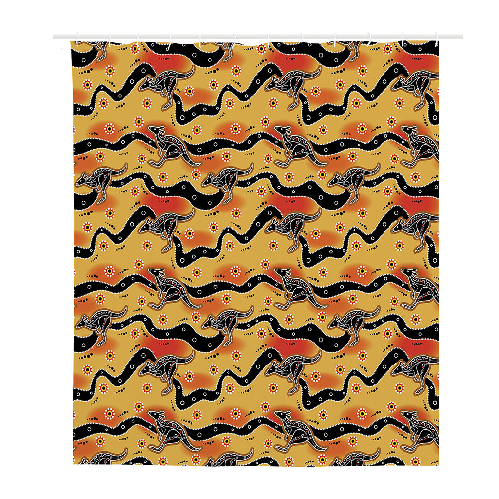 Aboriginal Kangaroo Pattern Print Polyester Shower Curtain