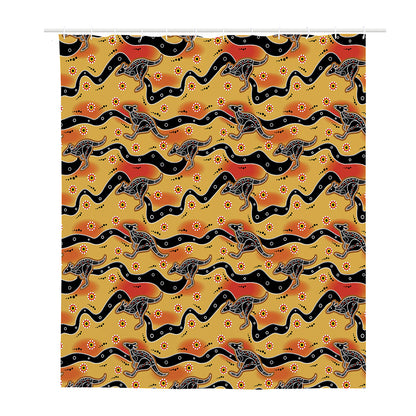 Aboriginal Kangaroo Pattern Print Polyester Shower Curtain