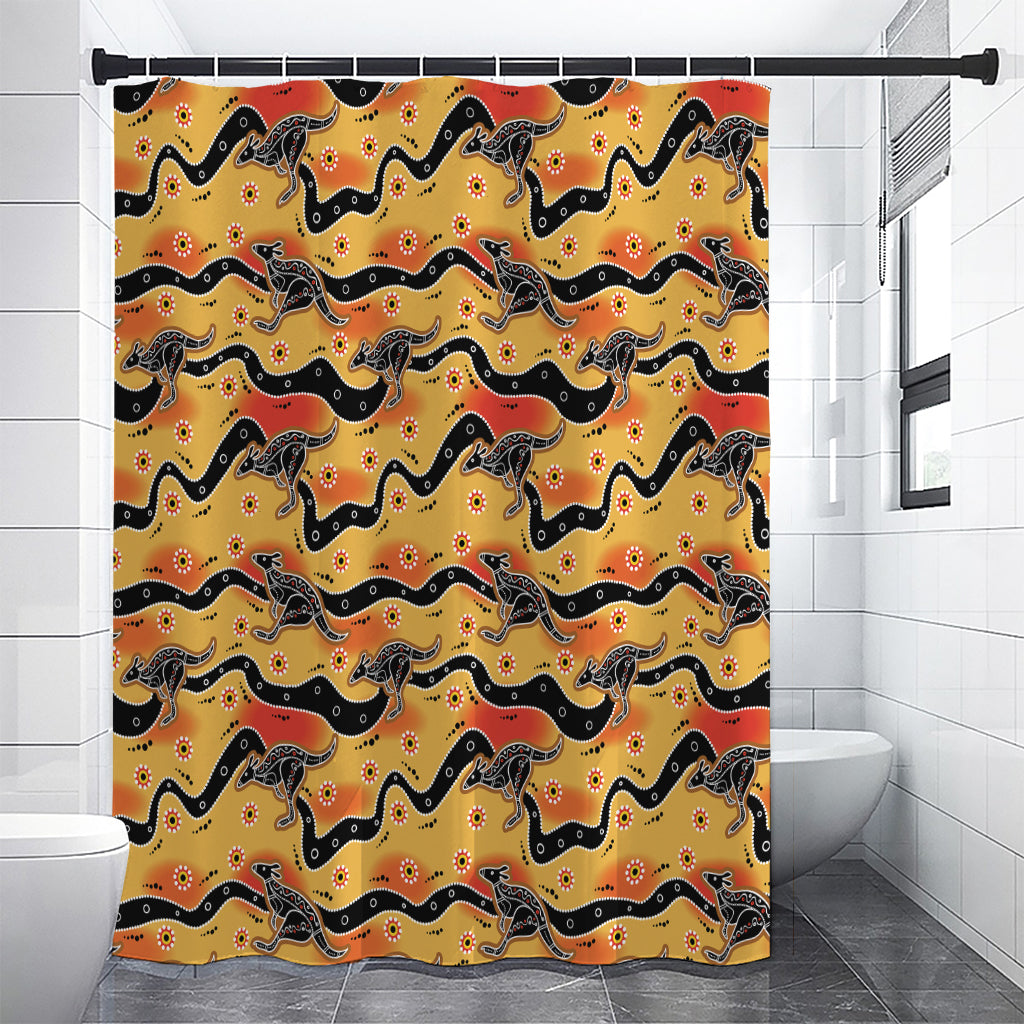 Aboriginal Kangaroo Pattern Print Premium Shower Curtain