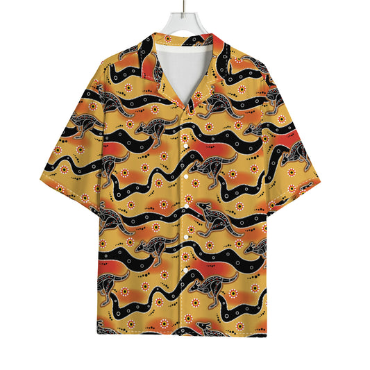 Aboriginal Kangaroo Pattern Print Rayon Hawaiian Shirt
