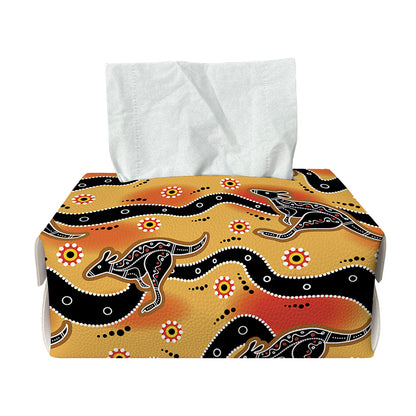 Aboriginal Kangaroo Pattern Print Rectangle Tissue Box Cover