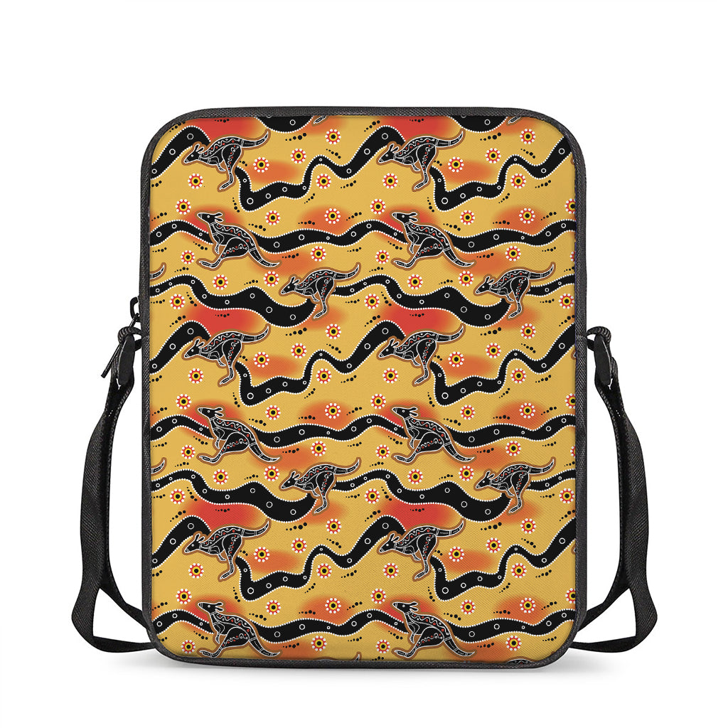 Aboriginal Kangaroo Pattern Print Rectangular Crossbody Bag