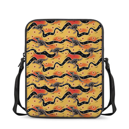 Aboriginal Kangaroo Pattern Print Rectangular Crossbody Bag