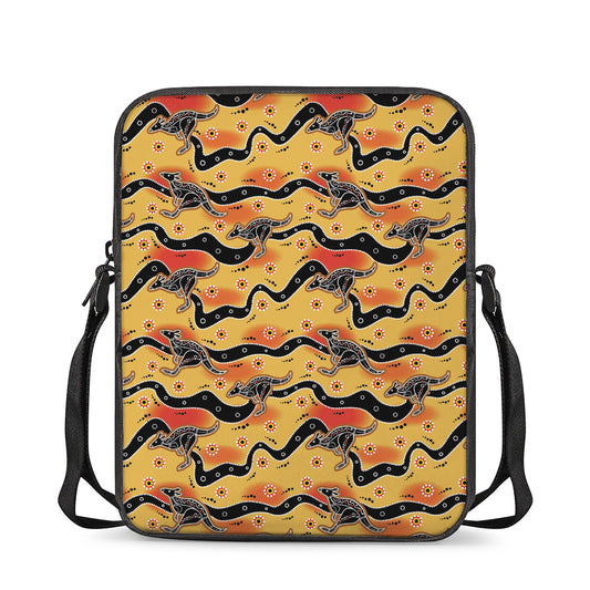 Aboriginal Kangaroo Pattern Print Rectangular Crossbody Bag