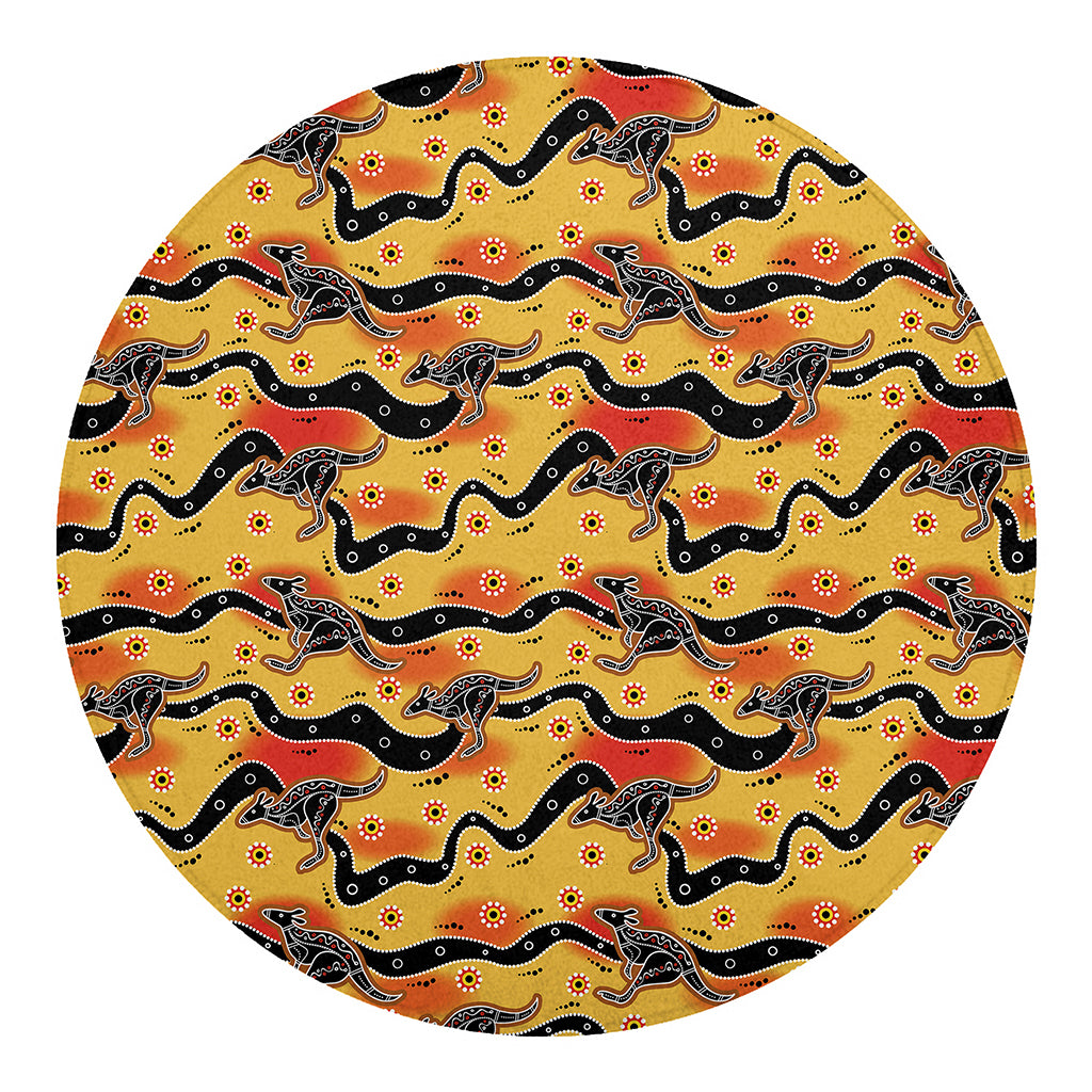 Aboriginal Kangaroo Pattern Print Round Blanket