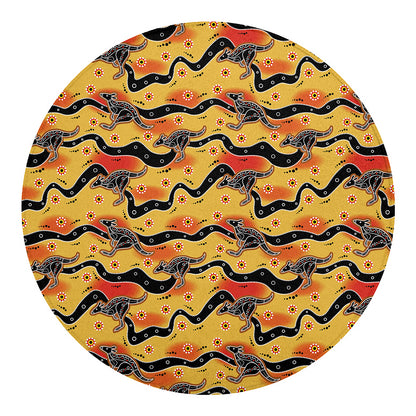 Aboriginal Kangaroo Pattern Print Round Blanket
