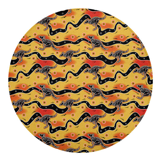 Aboriginal Kangaroo Pattern Print Round Blanket