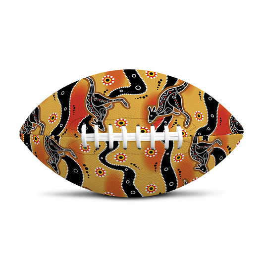 Aboriginal Kangaroo Pattern Print Rugby Ball