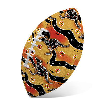 Aboriginal Kangaroo Pattern Print Rugby Ball